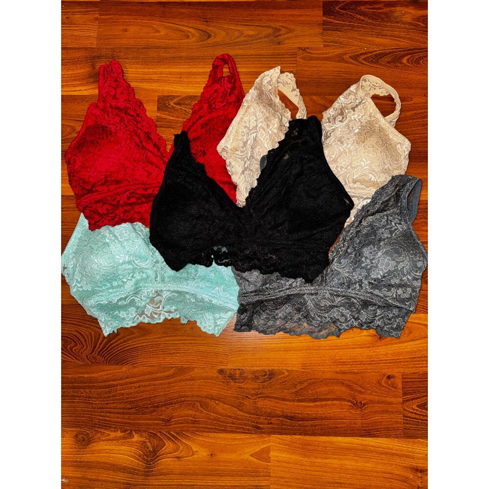 Smart & Sexy Multicolor Deep V Neck Lace Bralette Bundle
